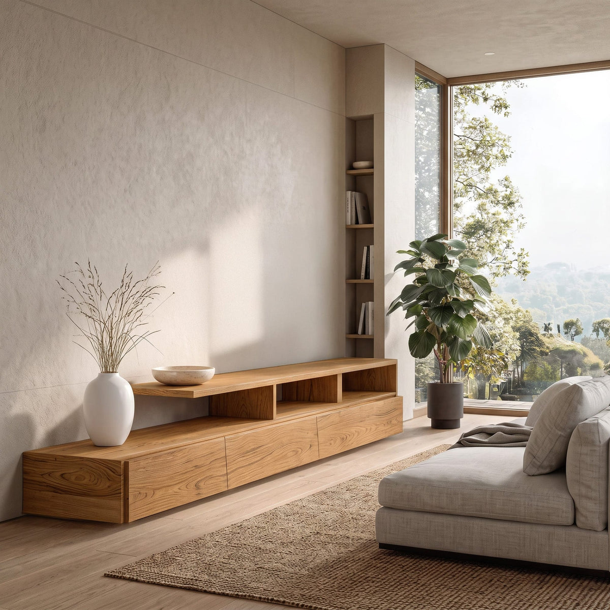 Quiet TV Console, solid wood, built to order