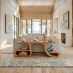 Contemporary Flowing Console Table, solid wood, built to order