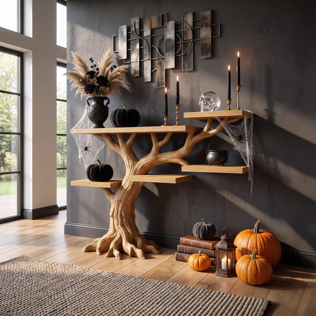 Minimalist Twisted Tree Accent Table for Witchy Vibes, solid wood, built to order