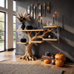 Minimalist Twisted Tree Accent Table for Witchy Vibes, solid wood, built to order