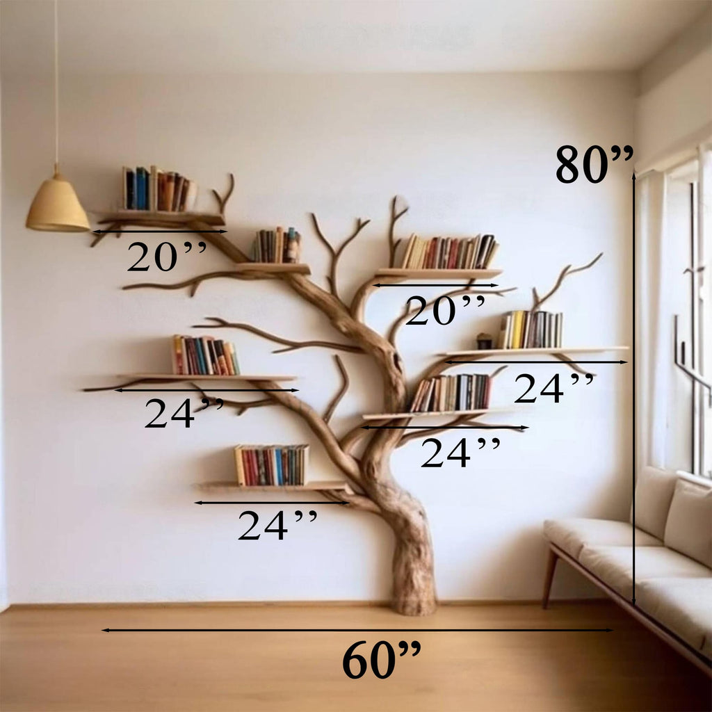 Artistic Wild Mulberry Tree Bookshelf, solid wood, built to order