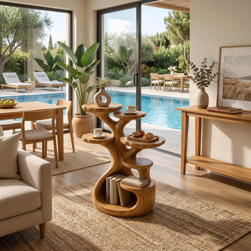 Contemporary Multi Tier Side Table Home, solid wood, built to order