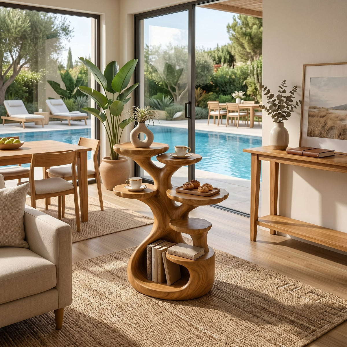 Contemporary Multi Tier Side Table Home, solid wood, built to order