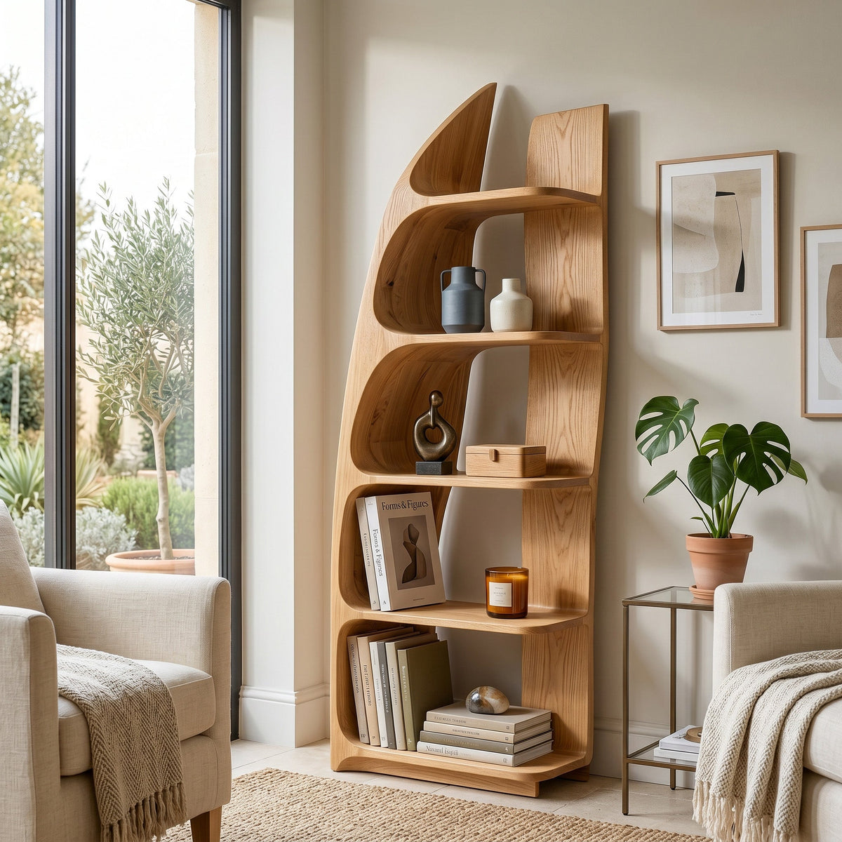 Sculptural Tiered Bookshelf