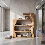 Organic Modern Bookshelf with Asymmetrical Curved Profile, solid wood, built to order