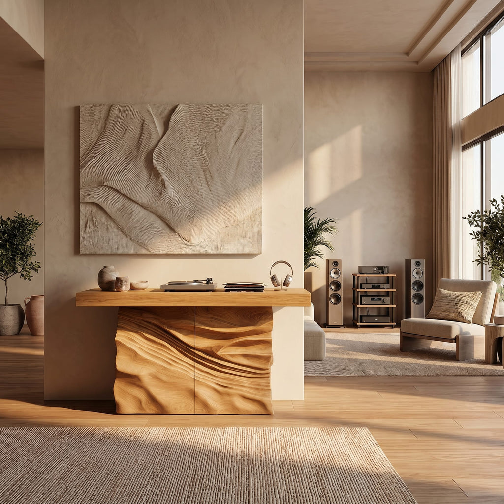 Minimalist Live Form Console Table, solid wood, built to order