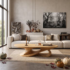 Minimalist Sculpted Table for Reading Corner, solid wood, built to order