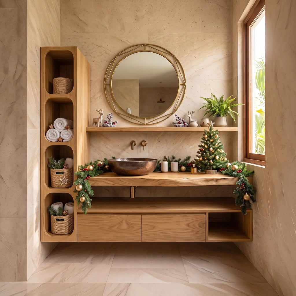 Handcrafted Reindeer Bathroom Vanity Nordic Retreat, solid wood, built to order