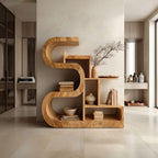 S-shaped Wooden Storage Shelf, solid wood, built to order