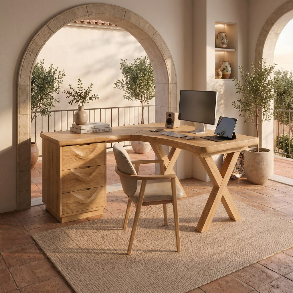Contemporary Corner Executive Desk Home Office, solid wood, built to order