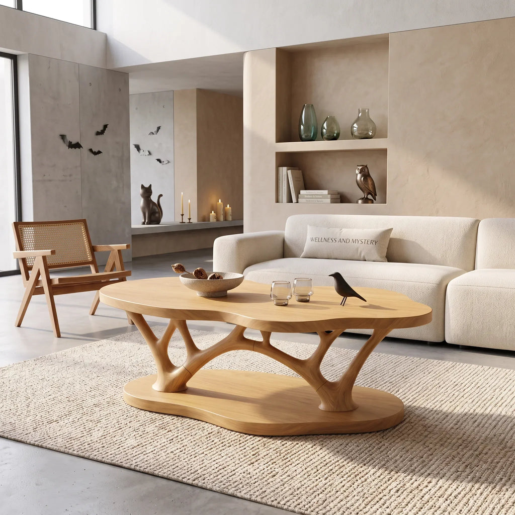 Minimalist Cross Base Table, solid wood, built to order