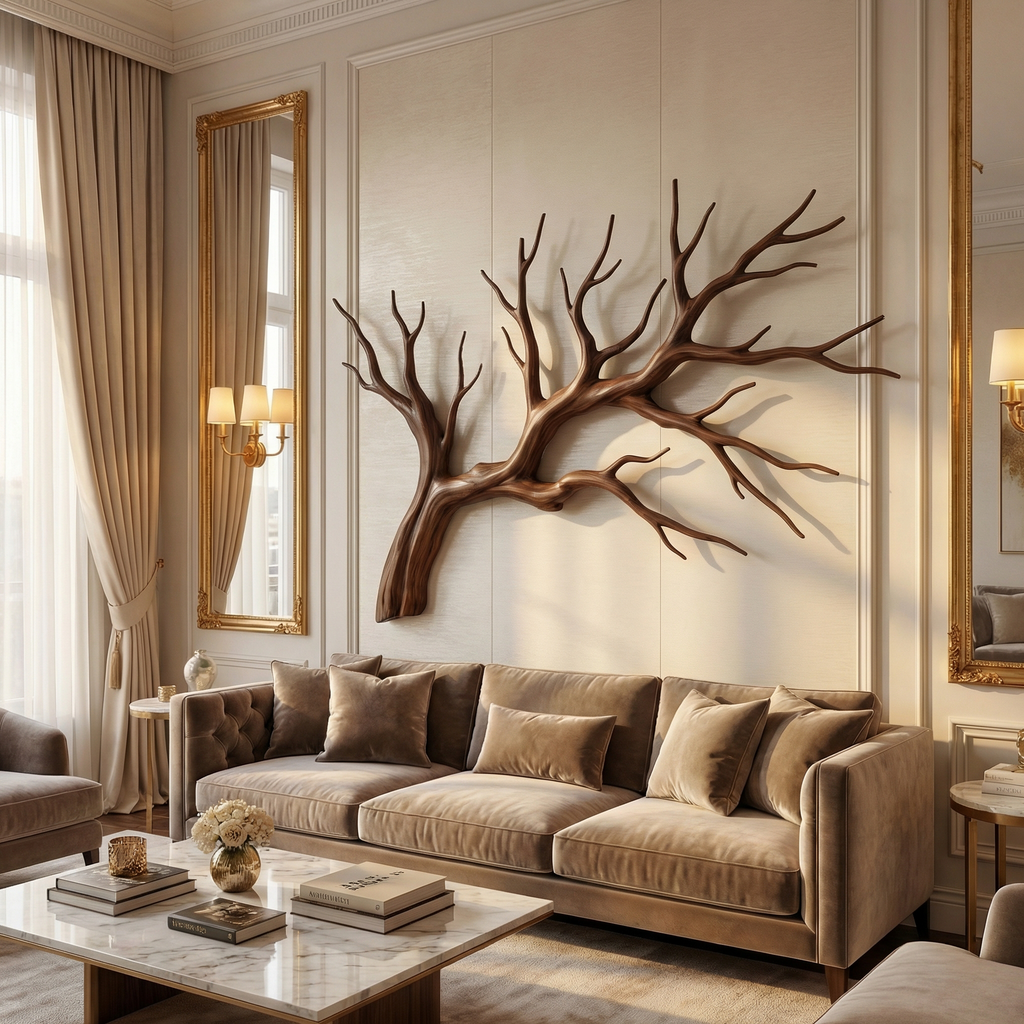Organic Tree Branch Wooden Wall Decor, solid wood, built to order, view 3