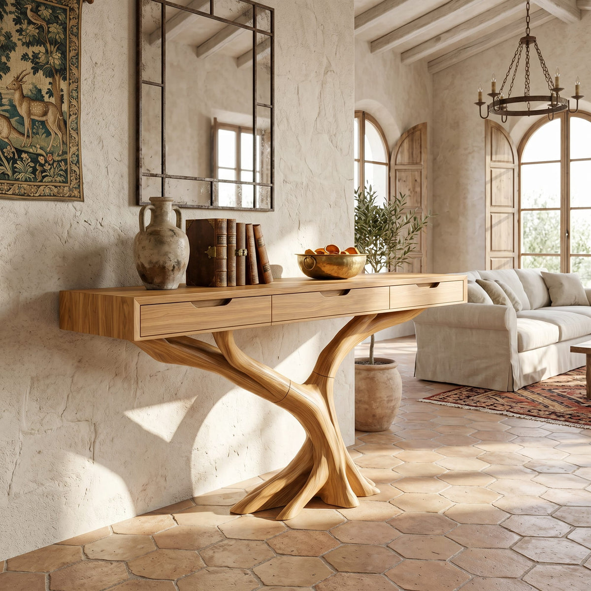 Live Edge Drawer Console Table