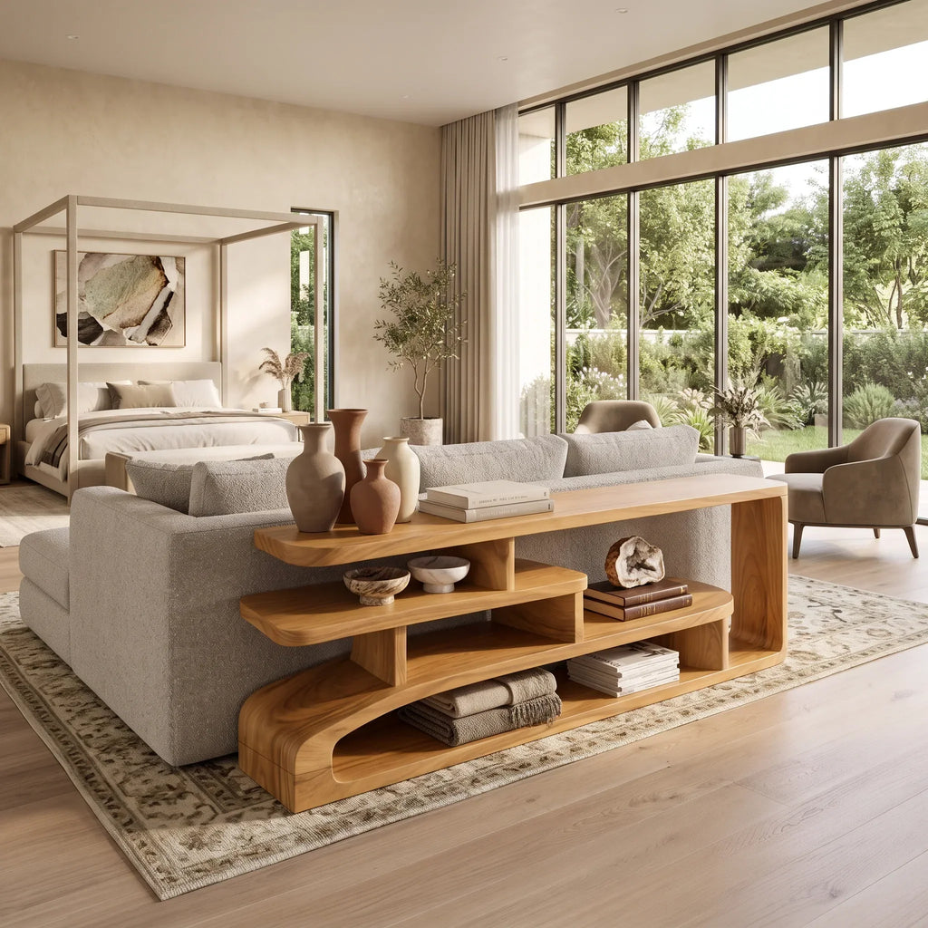 Contemporary Layered Console Table, solid wood, built to order