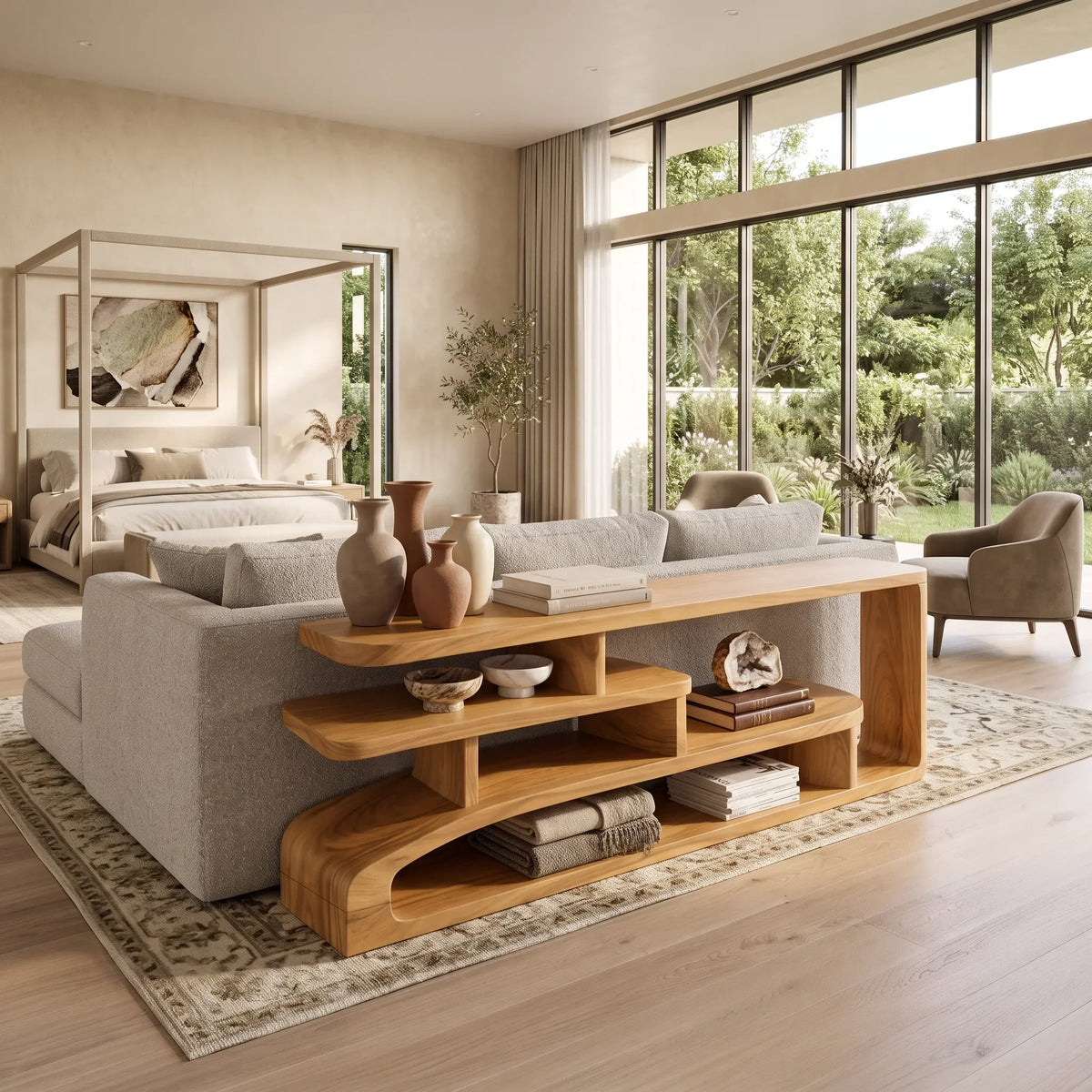 Contemporary Layered Console Table, solid wood, built to order