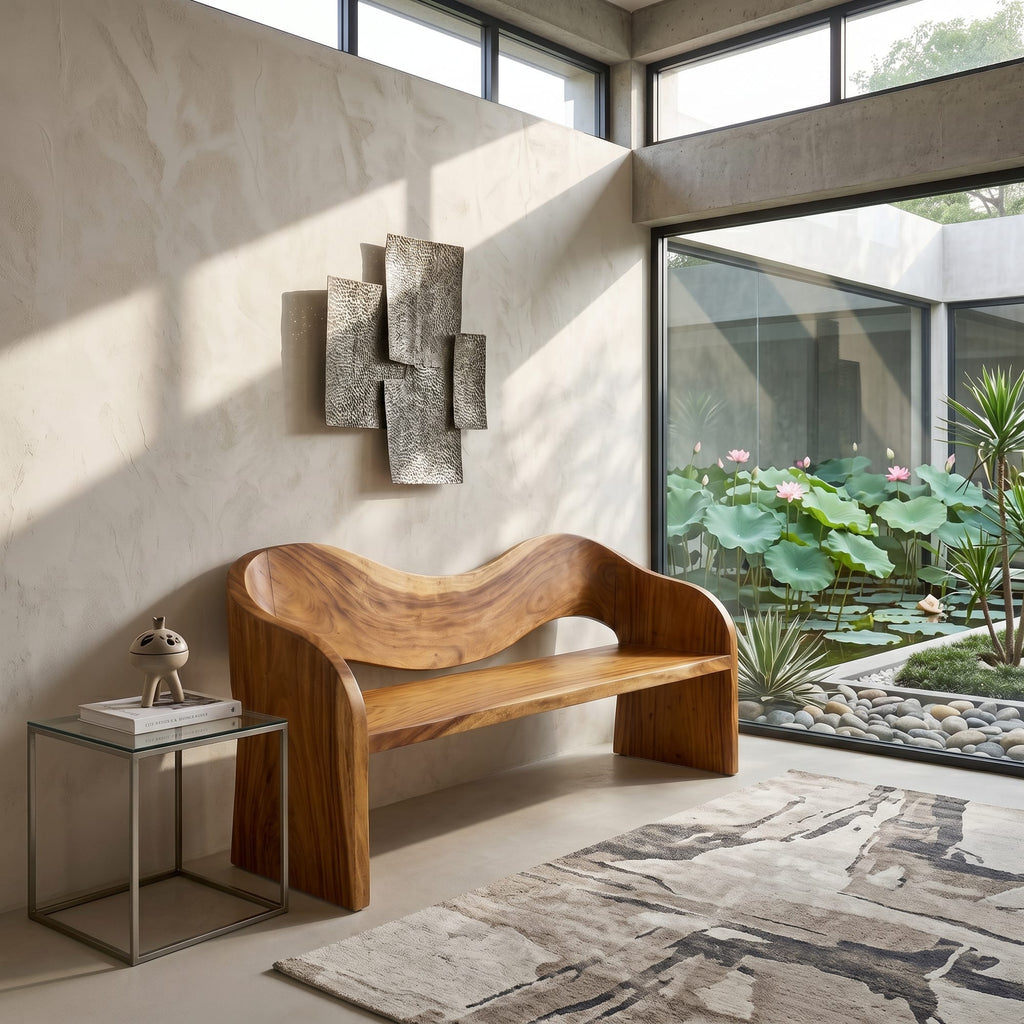 Contemporary Accent Bench Residence, solid wood, built to order