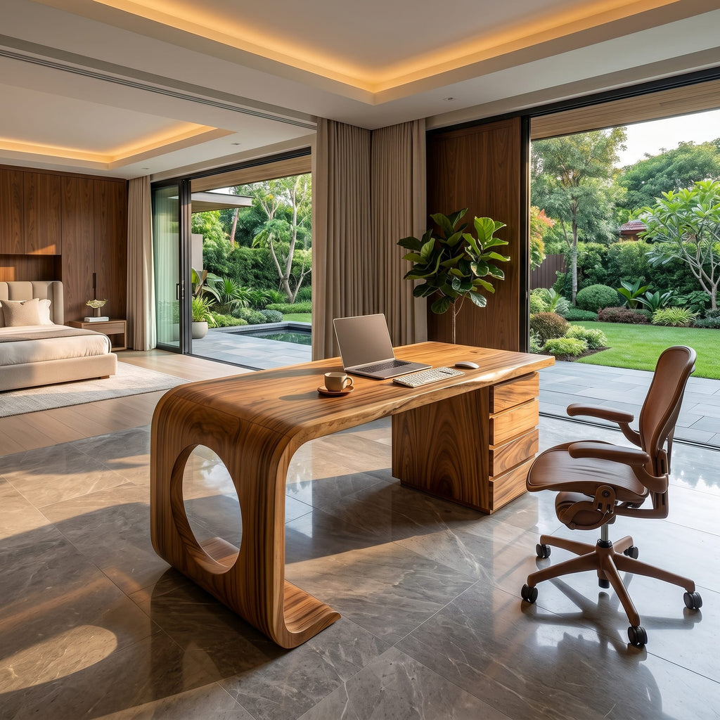 Contemporary Executive Desk Garden Office, solid wood, built to order