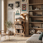 Mid Century Vinyl Cabinet, solid wood, built to order