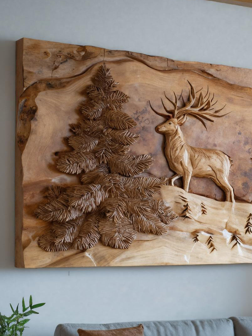 Carved Deer Wall Art