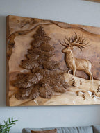 Carved Deer Wall Art