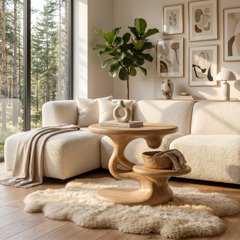 Contemporary Floating Side Table Mountain Retreat, solid wood, built to order
