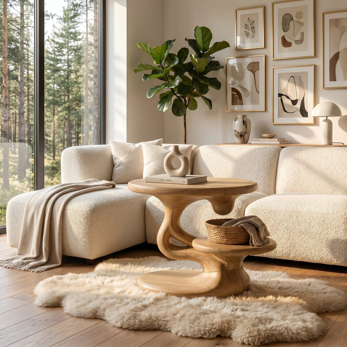 Contemporary Floating Side Table Mountain Retreat, solid wood, built to order