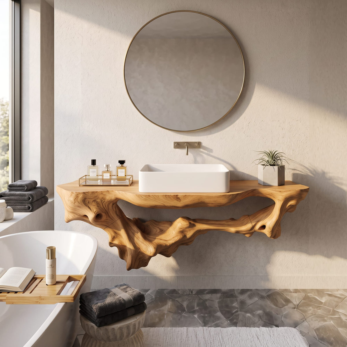 Mid Century Floating Bath Shelf