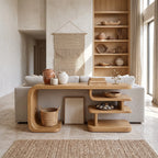 Contemporary Layered Shelf Console, solid wood, built to order