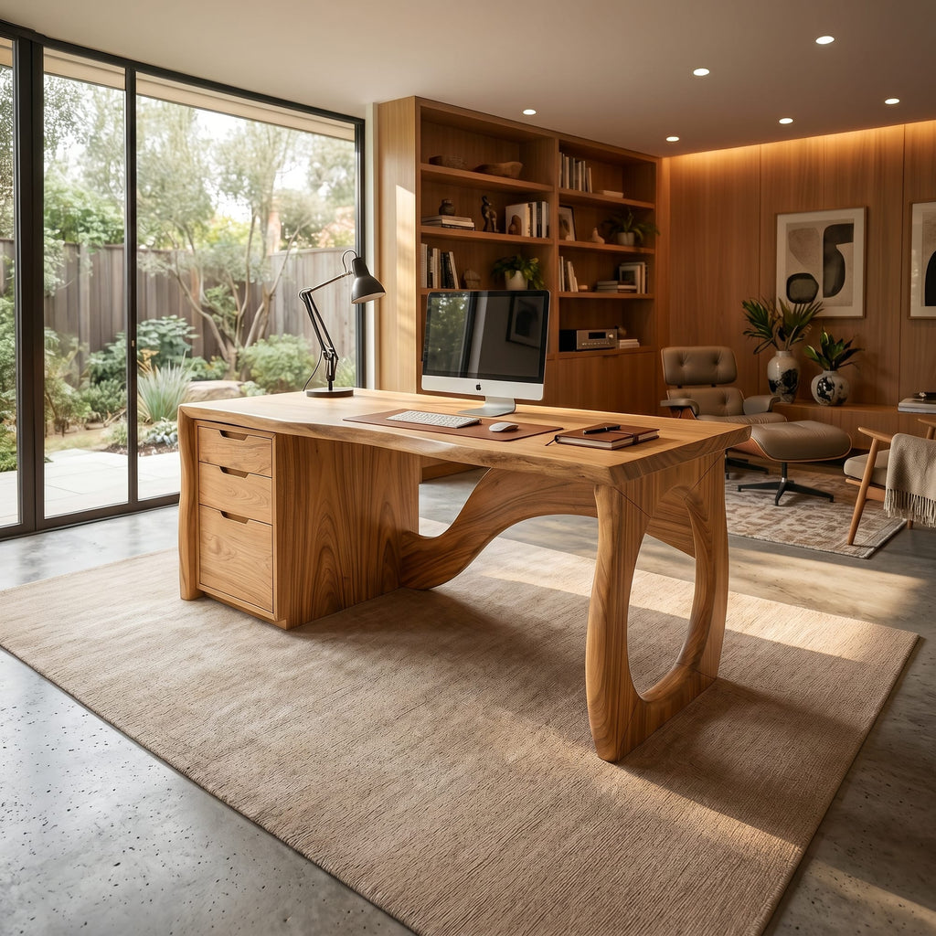 Contemporary Executive Desk Designer Workspace, solid wood, built to order