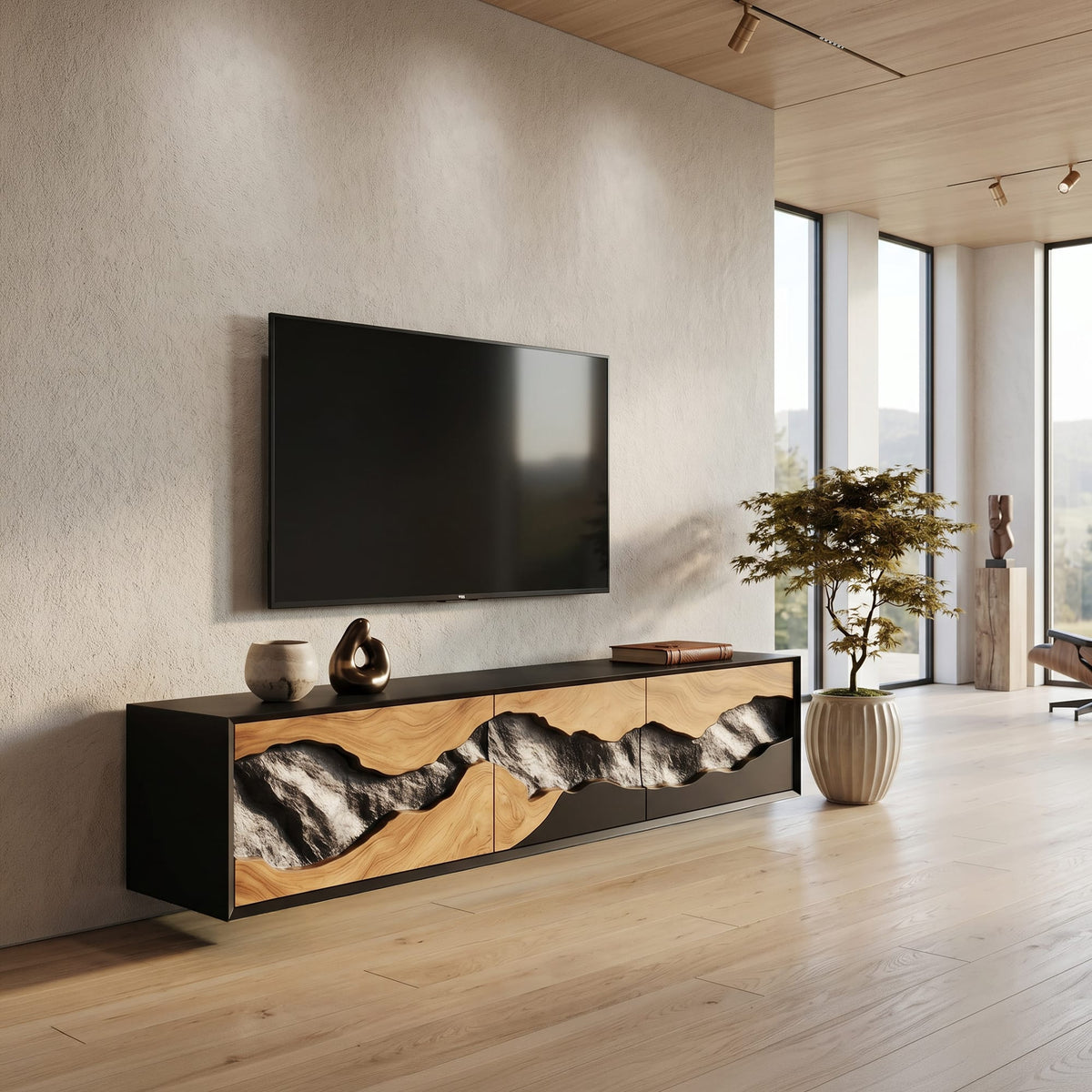 Mid Century Solid Entertainment TV Cabinet