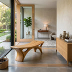 Contemporary Sculptural Outdoor Bench, solid wood, built to order