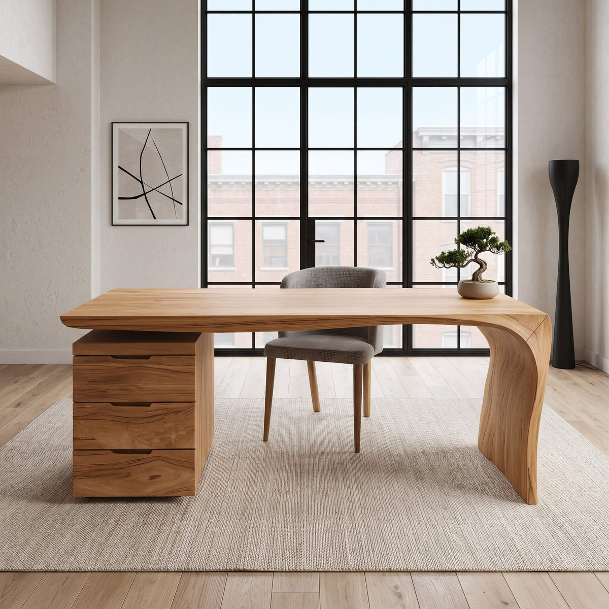 Modern Curved Workspace Desk