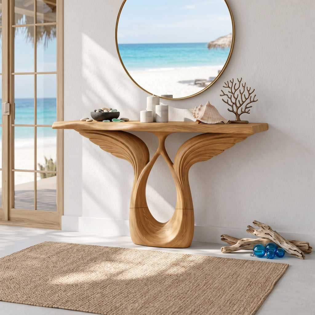 Winged Console Table Designer Residence, solid wood, built to order