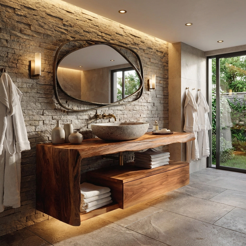 Modern Floating Bathroom Vanity for Spa, solid wood, built to order