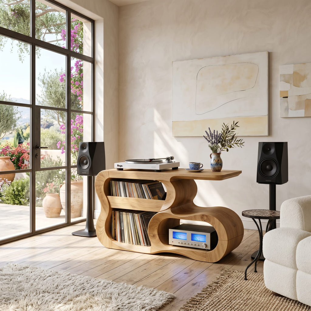 Contemporary Solid Turntable Record Stand