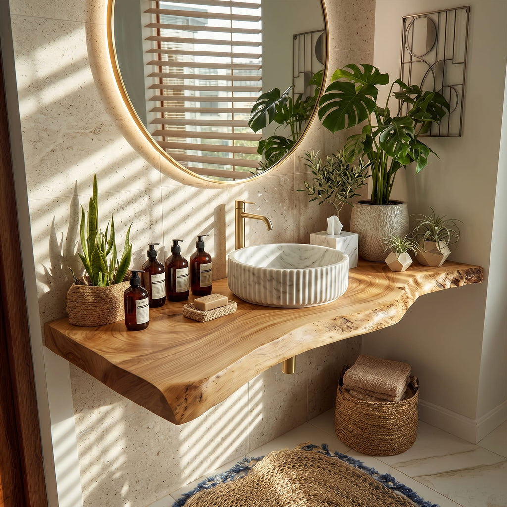 Contemporary Floating Washstand Residence, solid wood, built to order
