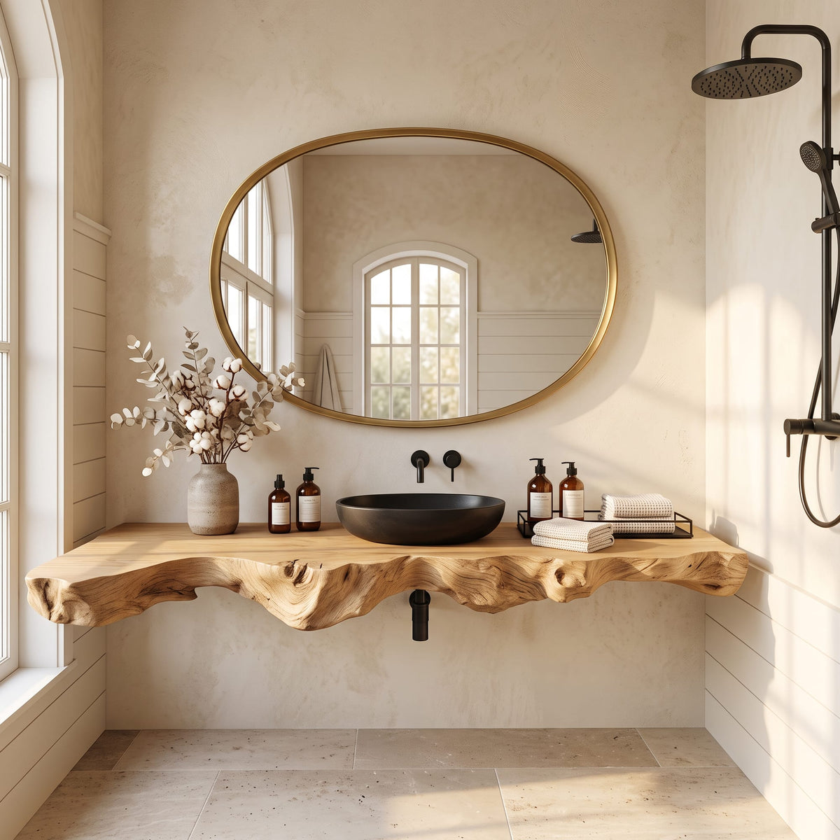 Live Edge Floating Storage Vanity