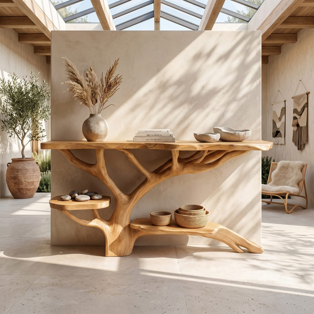 Solid Live Edge Slab Console Table