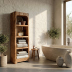 Handcrafted Bathroom Shelf with Four Tiers, solid wood, built to order