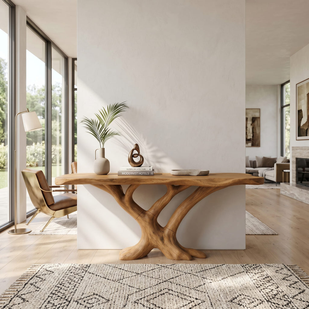 Contemporary Loop Console Table Hallway, solid wood, built to order