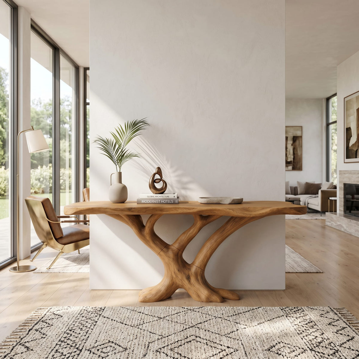 Contemporary Loop Console Table Hallway, solid wood, built to order