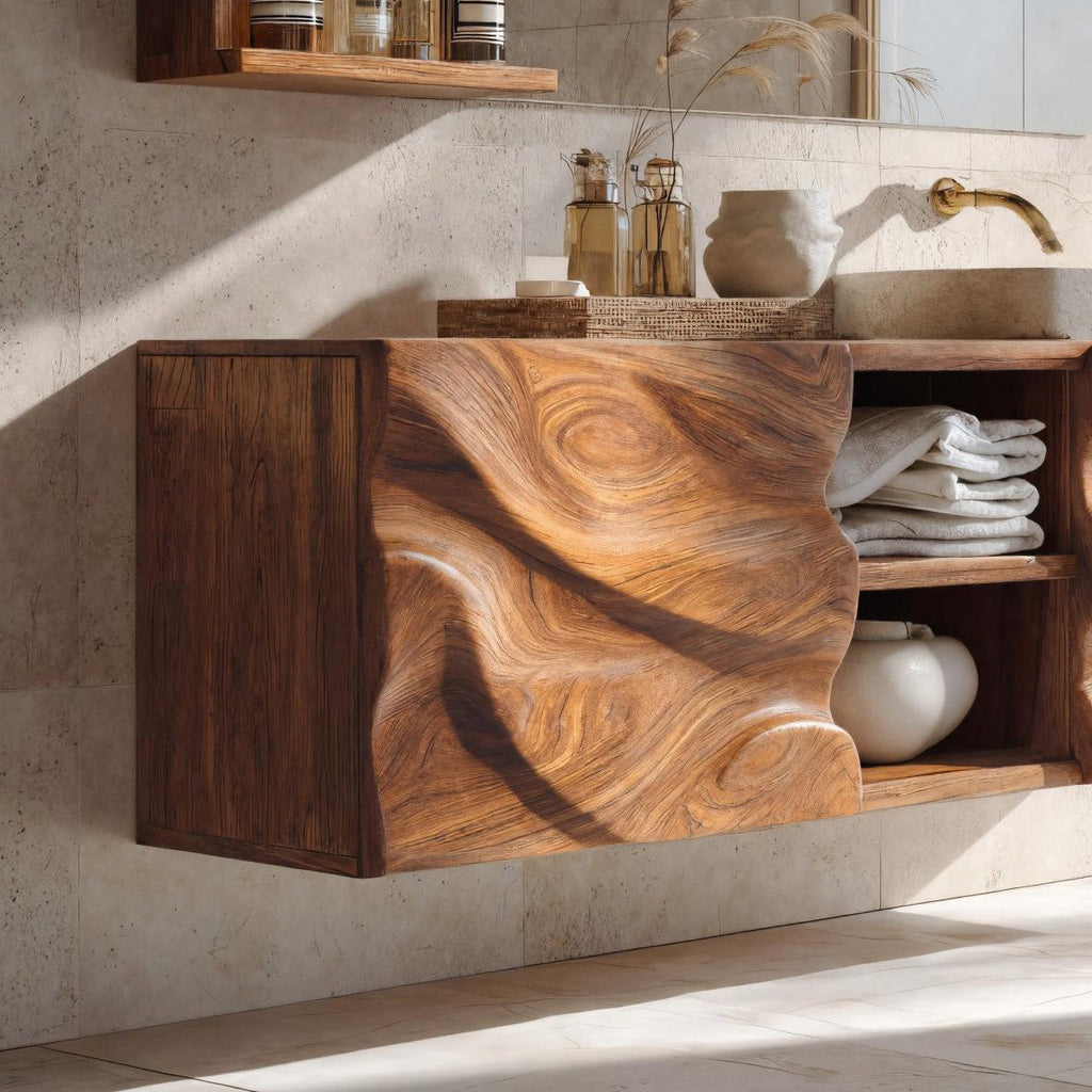 Handcrafted Wall Bathroom Vanity, solid wood, built to order