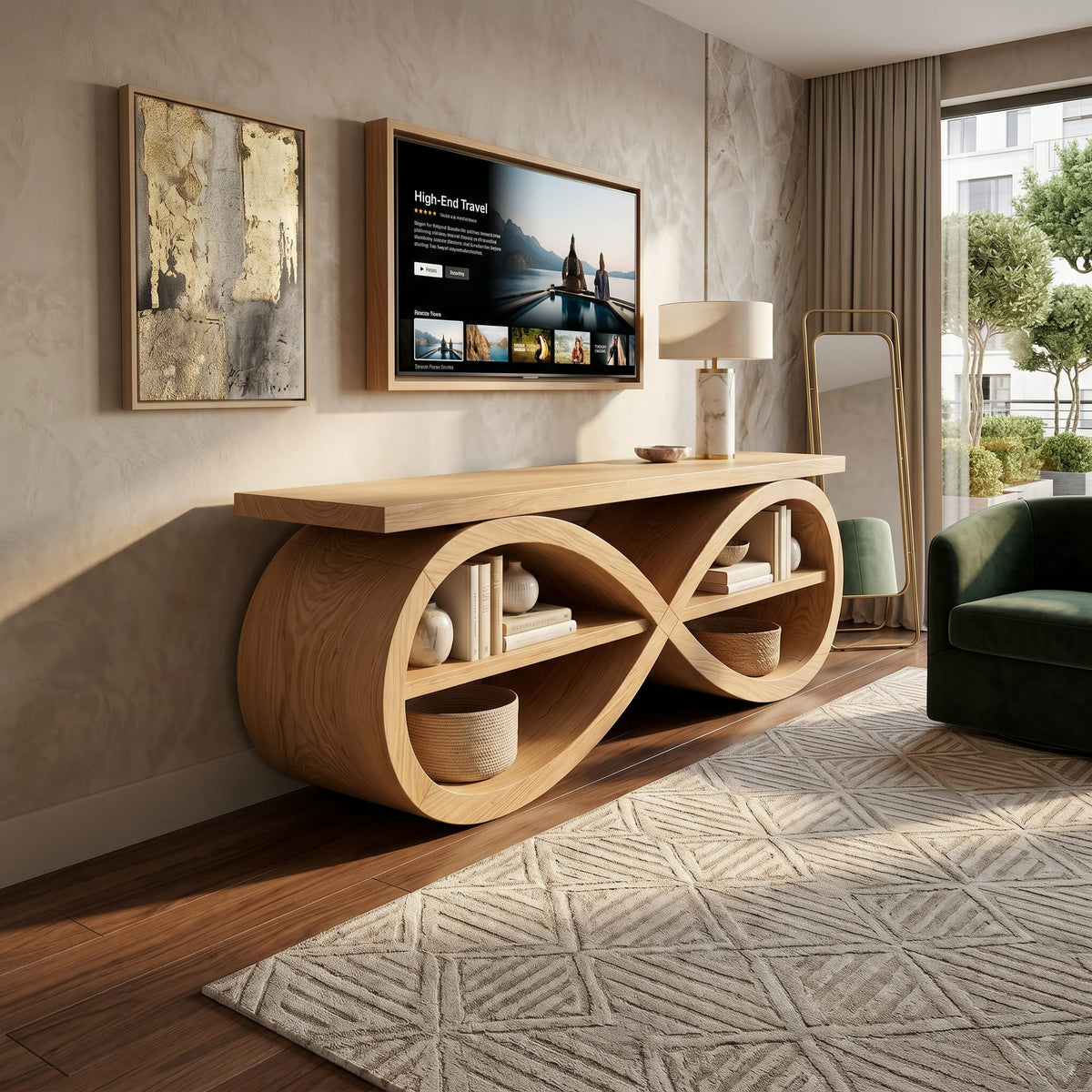 Designer Media Unit Contemporary Home Décor, solid wood, built to order