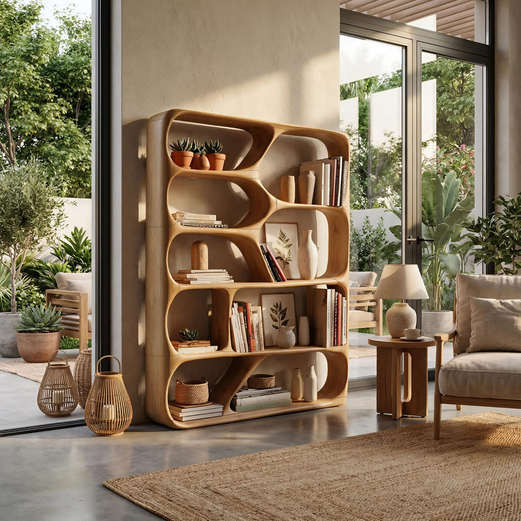 Mid Century Modern Bookcase, solid wood, built to order