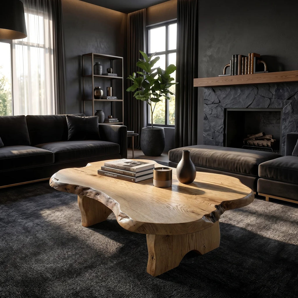 Live Edge Fireplace Coffee Table