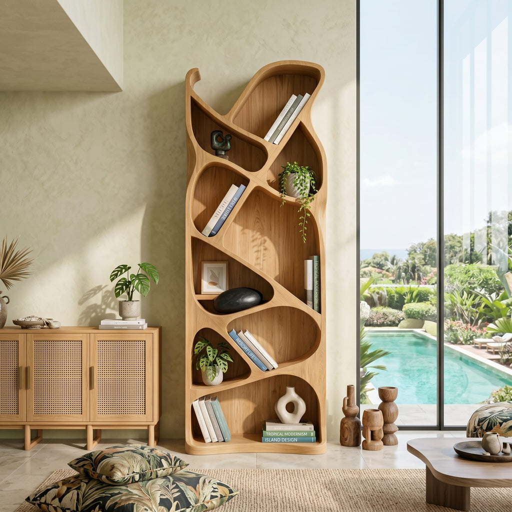 Mid Century Open Bookcase, solid wood, built to order