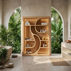 Wooden Bookshelf Featuring Ambient LED Shelving, solid wood, built to order