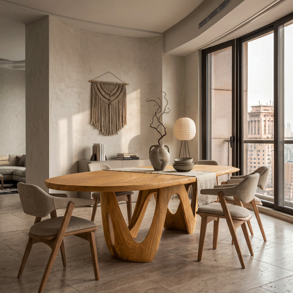 Artistic W-shape Leg Dining Table, solid wood, built to order