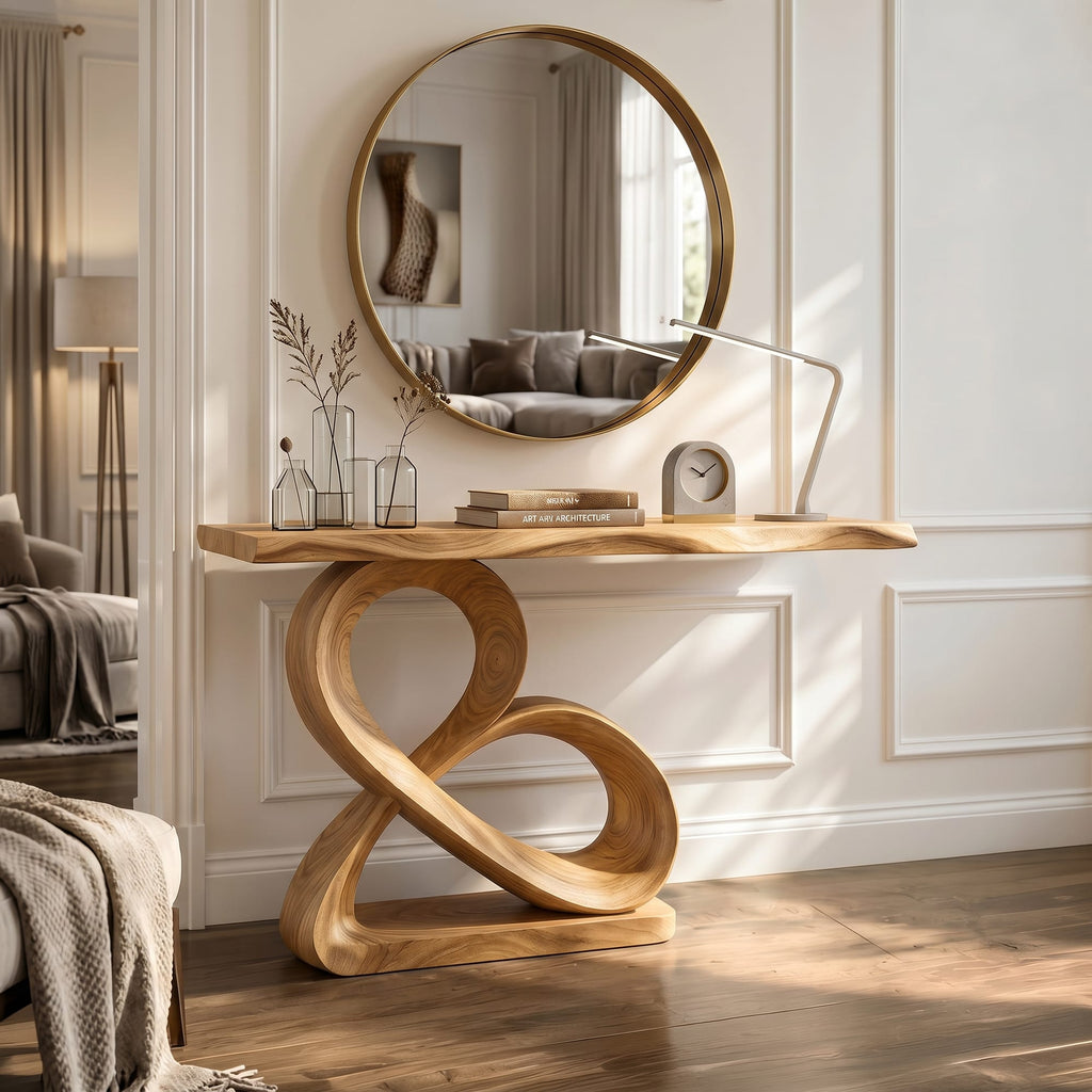 Loop Base Console Table Designer Hallway, solid wood, built to order