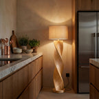Industrial Sculptural Table Lamp, solid wood, built to order